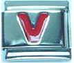 Red letter - V - 9mm Italian charm - Click Image to Close